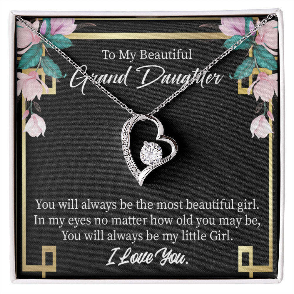 Most Beautiful Grandpa Forever Love CZ Heart Necklace White Gold Standard Box